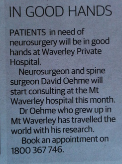 David Oehme Melbourne Spine surgeon Waverley